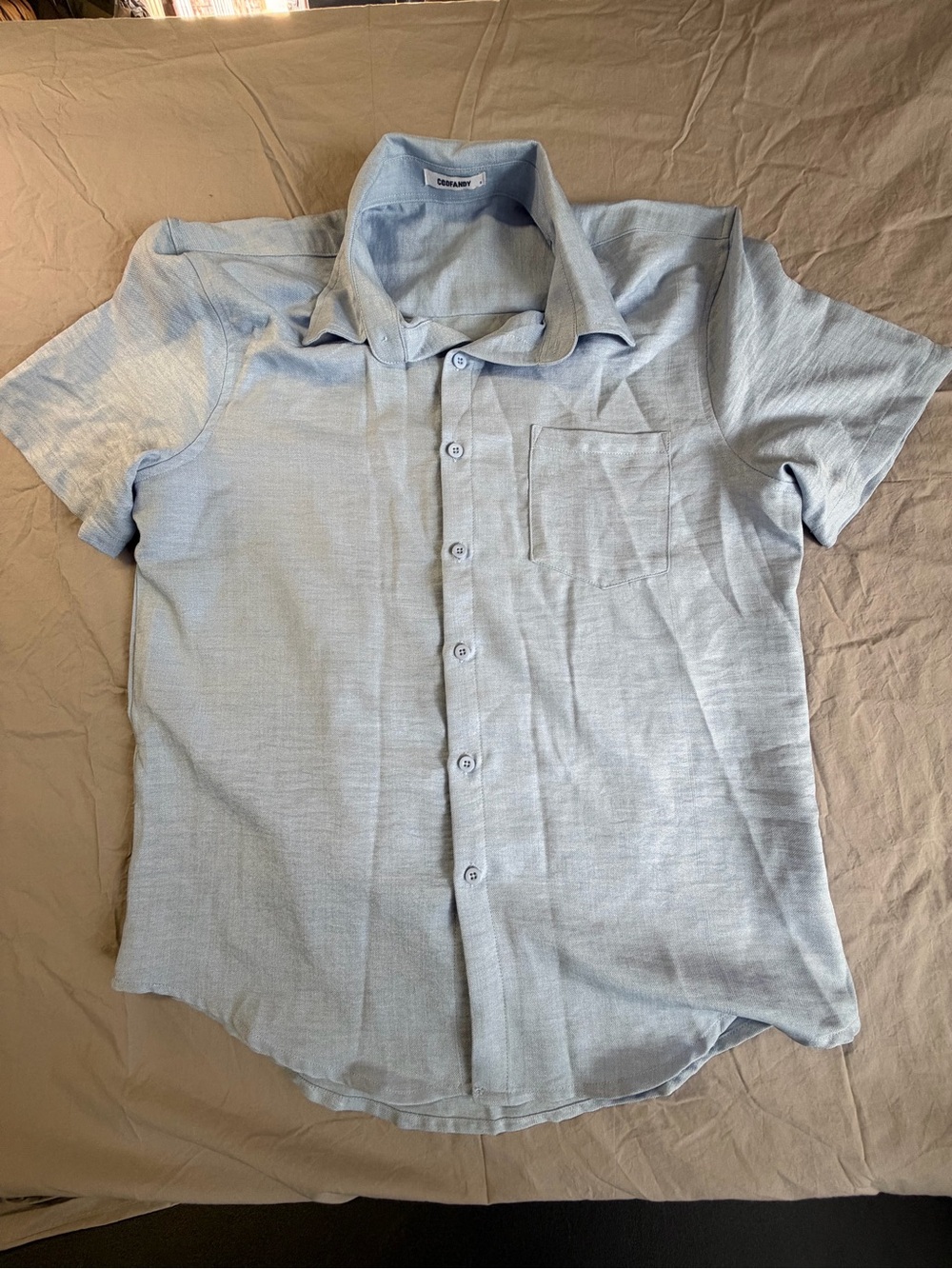 Light Blue boys  Short Sleeve Button-Up Shirt